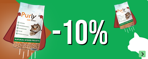 10% korting op Purly houtkorrel kattenbakvulling